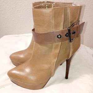 ALDO Tan Pull On Ankle Boots Stellto Heels sz 8 (see photos)